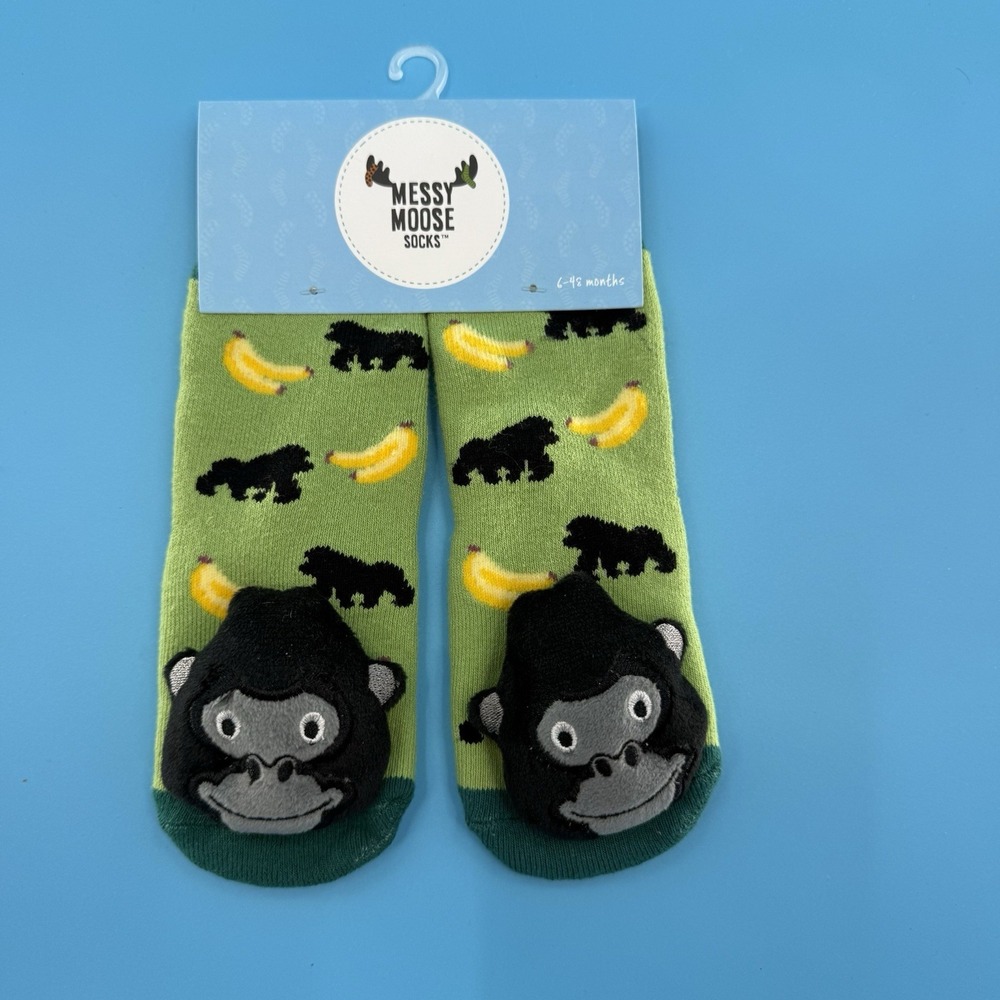 Messy Moose Plush Gorilla Monkey Baby Socks 6–48 Months New